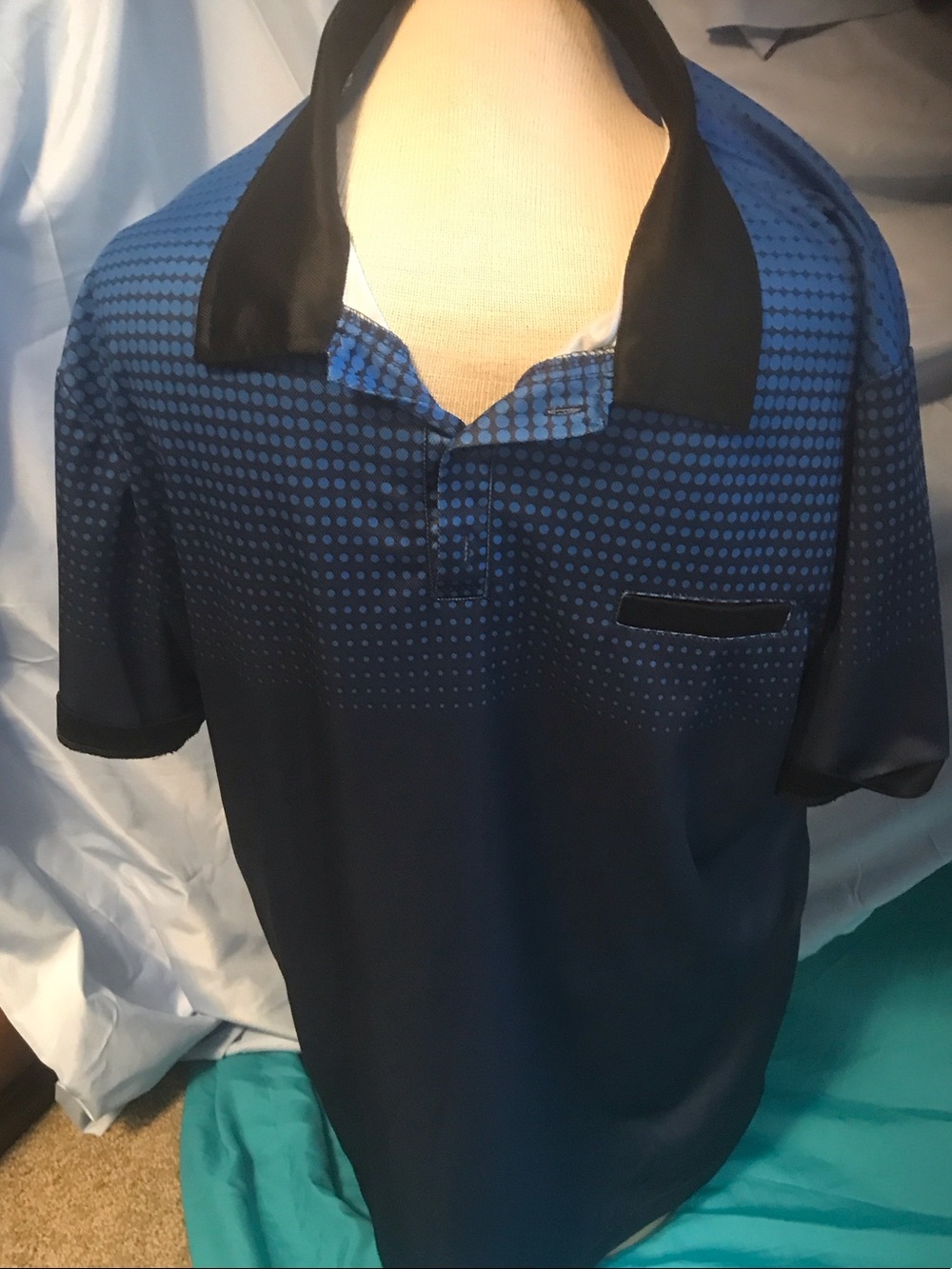 Men's Blue Polo Shirt with Black Collar
